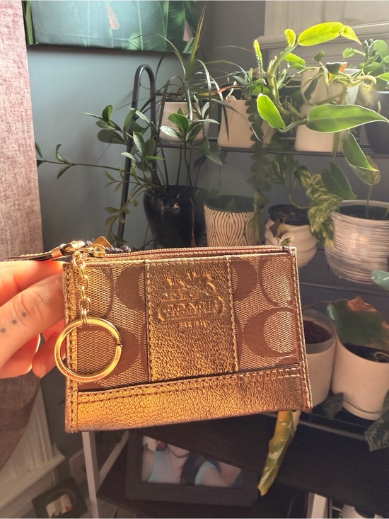 Coach Handbags - Coach Signature Metallic Card Case Keyring -